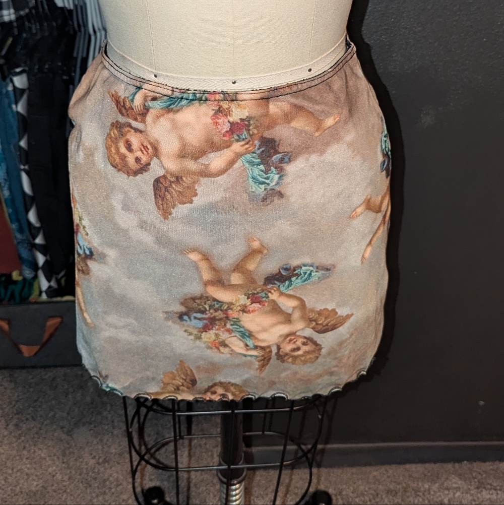 Artistic Cherub Print Skirt Urban Outfitters